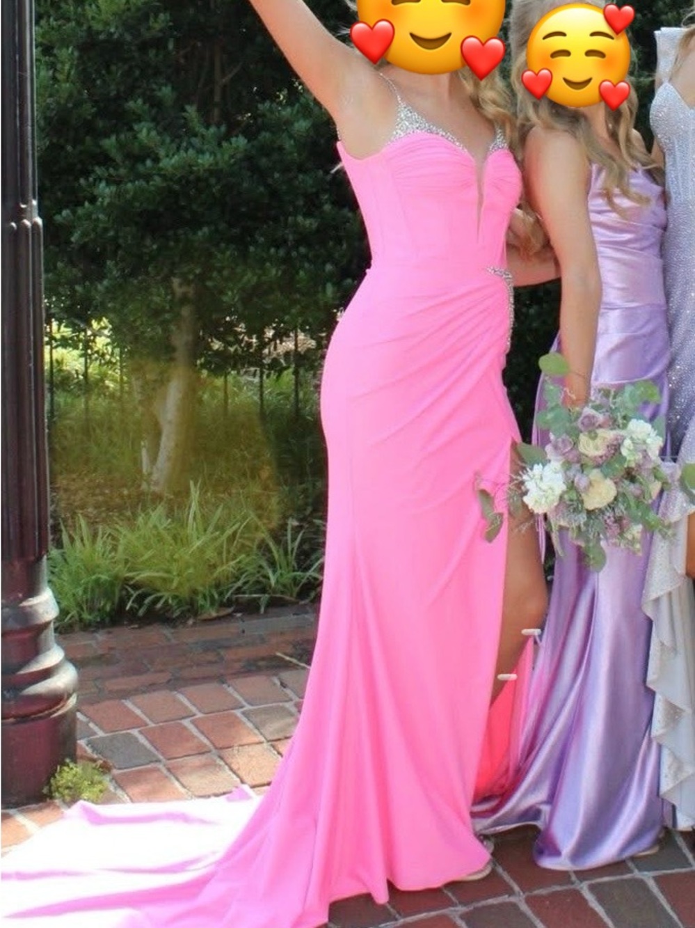 Beautiful Ashley Lauren~at a steal! Glamorous Pink Beaded-Shoulder Gown - Picture 8 of 8